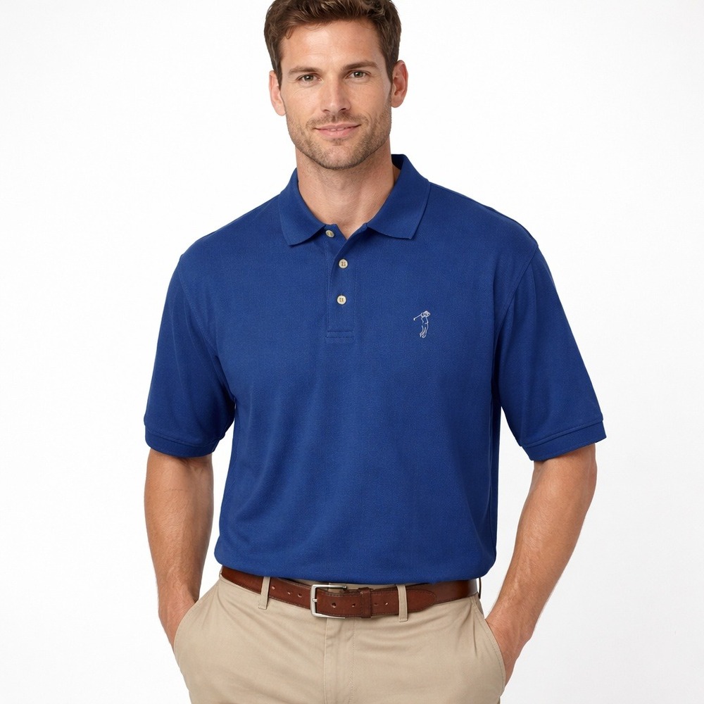NWT‎ Consensus Golf Polo Shirt Mens L Blue Textured Performance Short Sleeve
